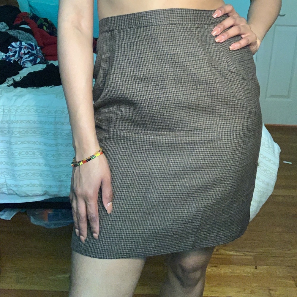 High waisted plaid skirt